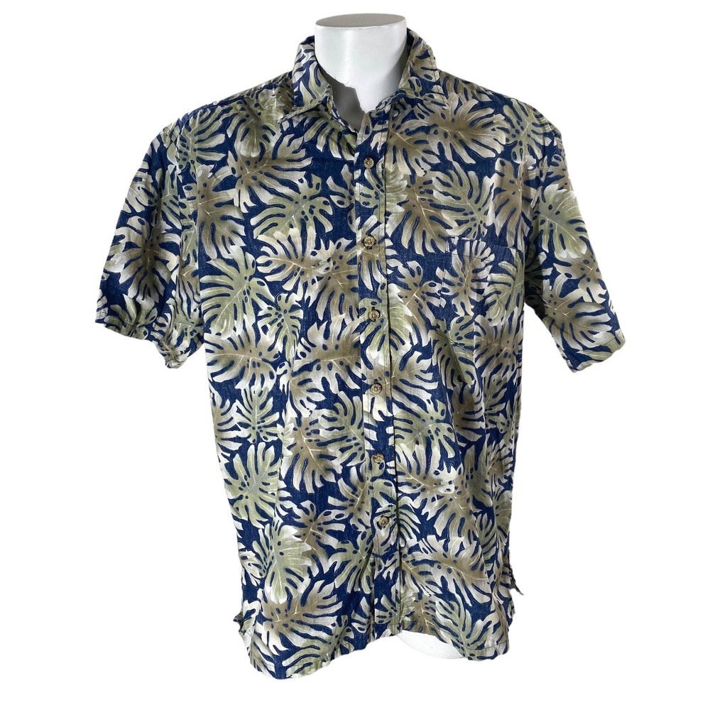 Cooke Street Hawaiian Aloha Shirt 2XL Floral Tropical Leaves Reverse Print